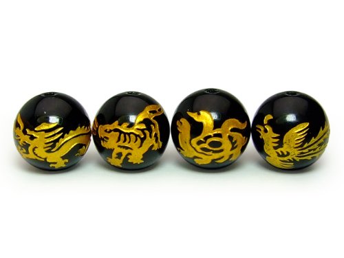 Amazon.co.jp: 黒金E18 18mm1set 風水四神 彫 オニキス 天然石